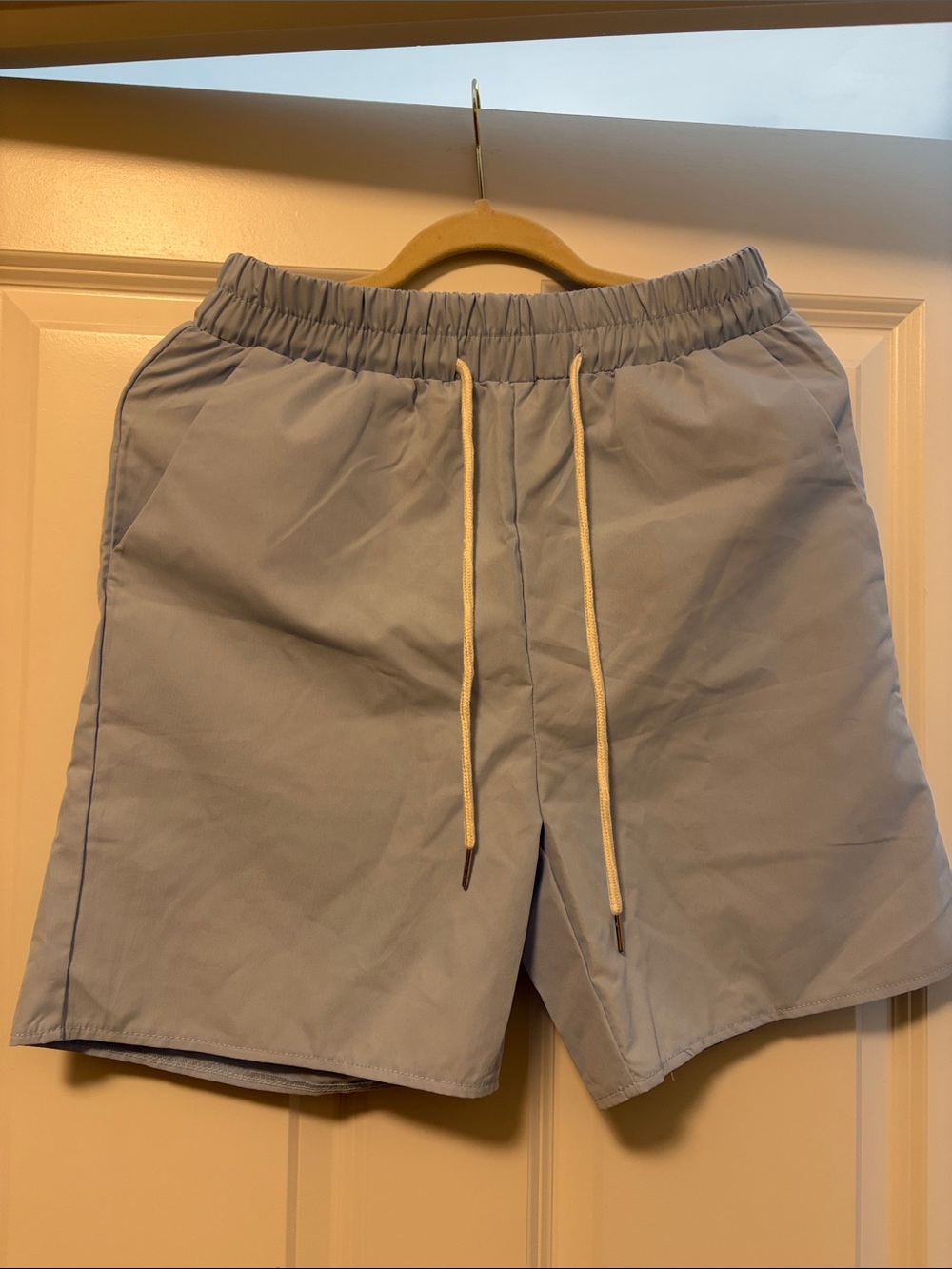 Light Blue Drawstring Swim Shorts — Light Blue